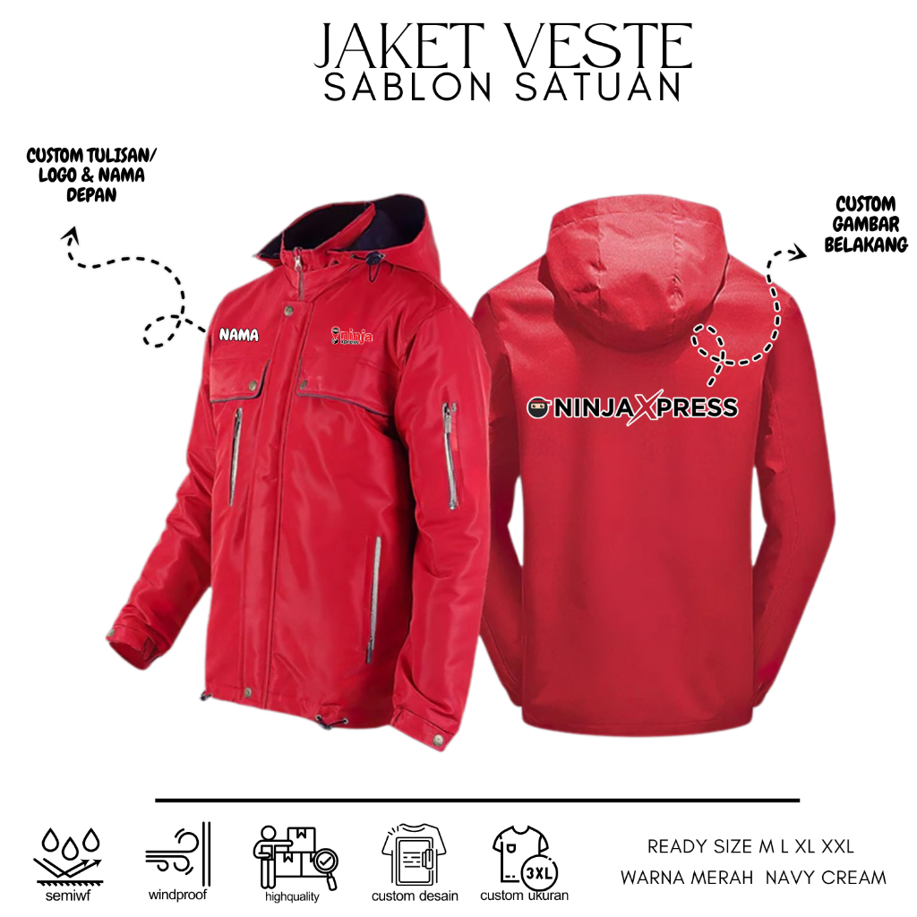 Jaket Pria Custom Jasa Kirim Jaket Veste Parasut Ninja Xpress Jaket Custom Kurir