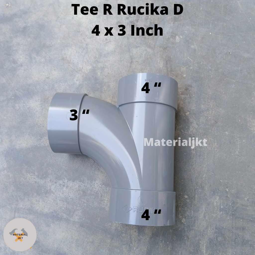 Tee R 4 x 3" inch D  Large Radius/ T  Belok  in D RUCIKA Sambungan Pipa Fitting Keni Sok Cabang 3 Pe