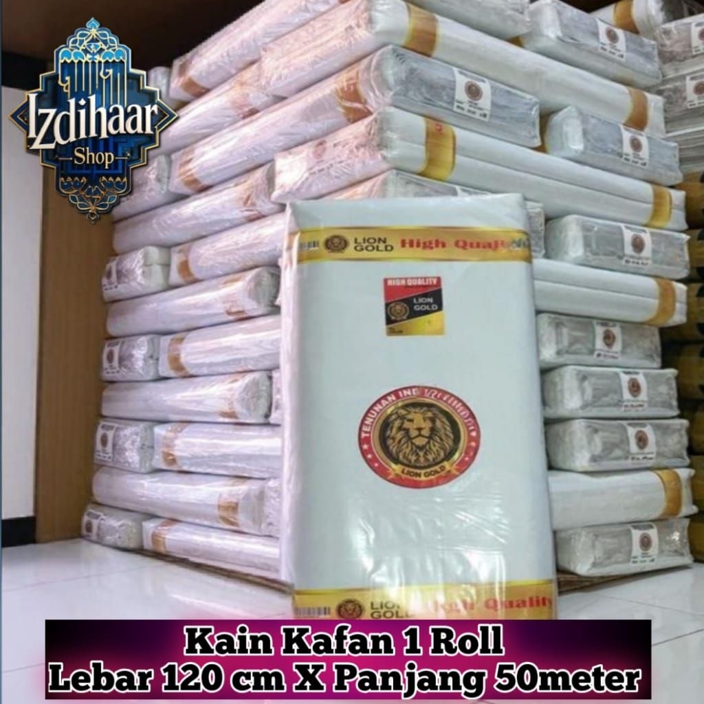 KAIN KAFAN 1 ROLL LEBAR 120CM X PANJANG 50METER CAP LION GOLD KAIN KAFAN 1 ROLL MURAH CAP LION GOLD 