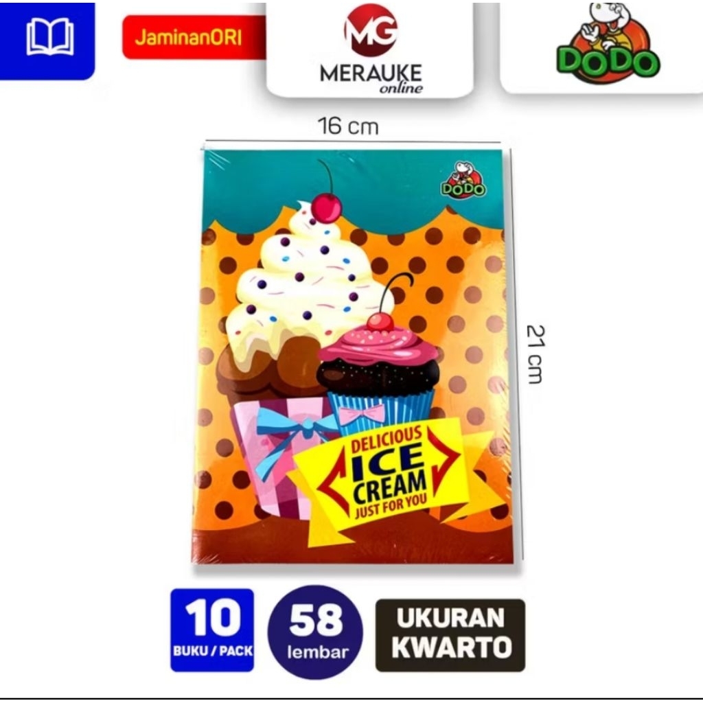 

Buku tulis Dodo 58 lembar 1pack isi 10 buku