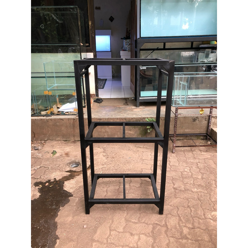 RAK AQUARIUM BESI HOLO 4x4 3 SUSUN UKURAN 60x40x TINGGI 130cm