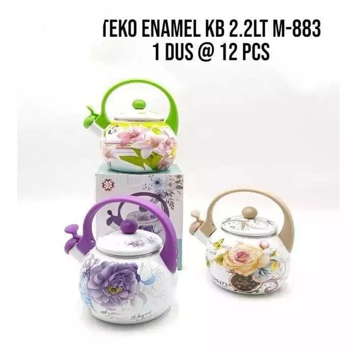 Teko bunyi enamel bunga 2.2 Liter / ketel enamel / kettle bunyi enamel bunga kembang / ceret bunyi /