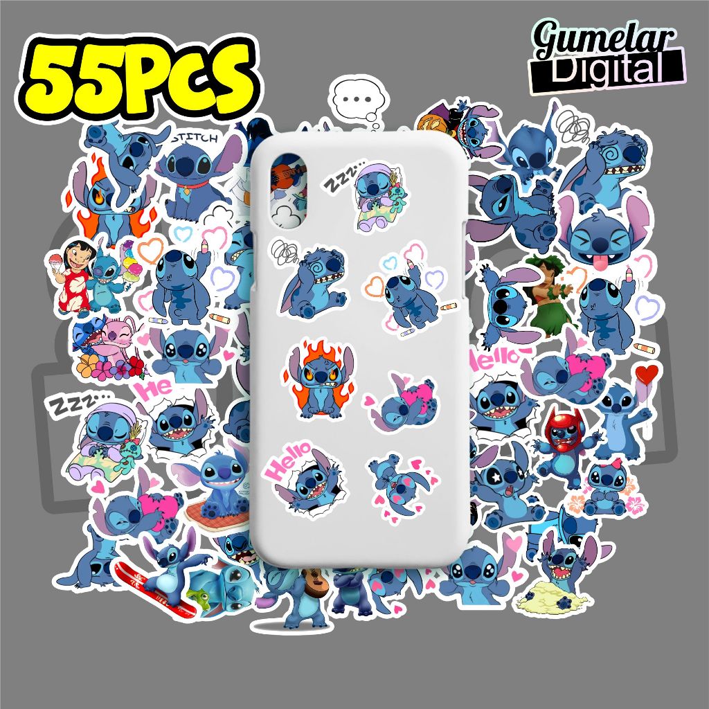 

STIKER PACK KARTUN STITCH ISI 55 PCS STIKER PACK VIRAL STIKER PACK AESTHETIC STIKER ESTETIK STITCH STIKER LAPTOP