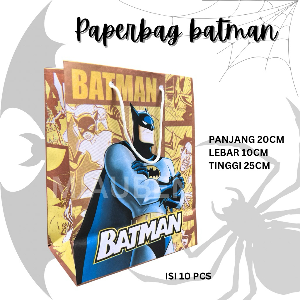 

(Isi 10) Paperbag batman tas souvenir ultah anak