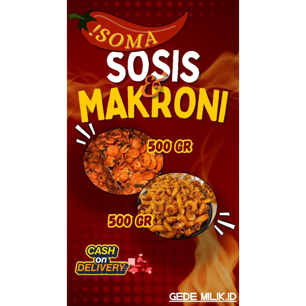 

Paket Sosis Dan Makroni Extra pedas EXTR daun jeruk (sosis 500gr & makroni 500gr)