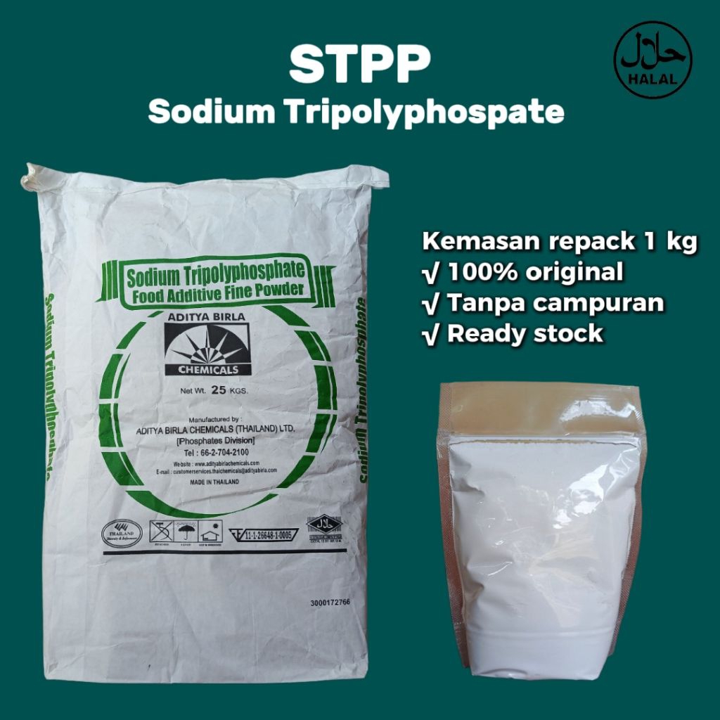 

STPP/STTP Sodium Tripolyphospate ADITYA BIRLA ex THAILAND PENGENYAL MAKANAN Food Grade