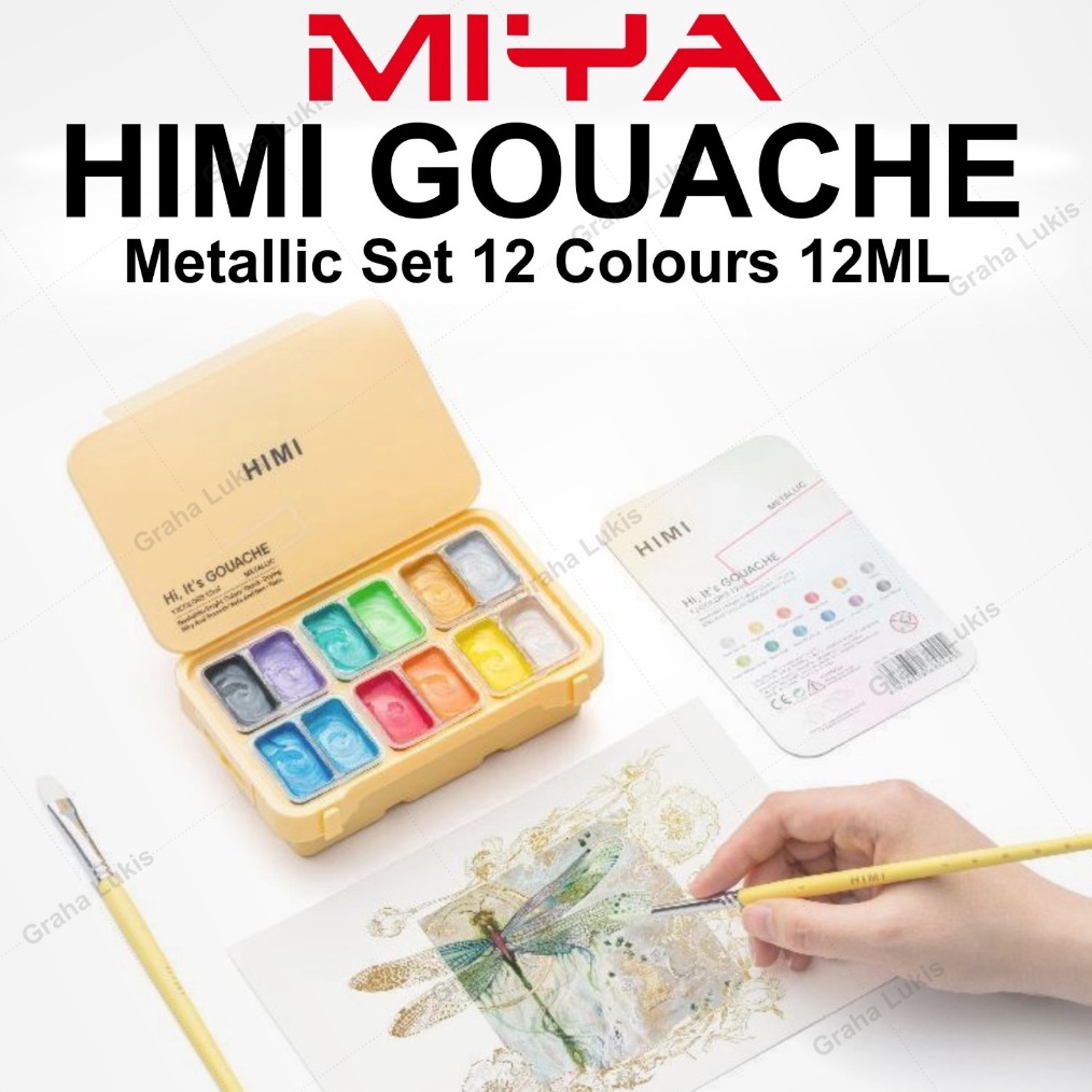 

KODE L58P Miya Himi GOUACHE Metallic Paint Set TWIN 12 Colors x 12ml Cat Gouache