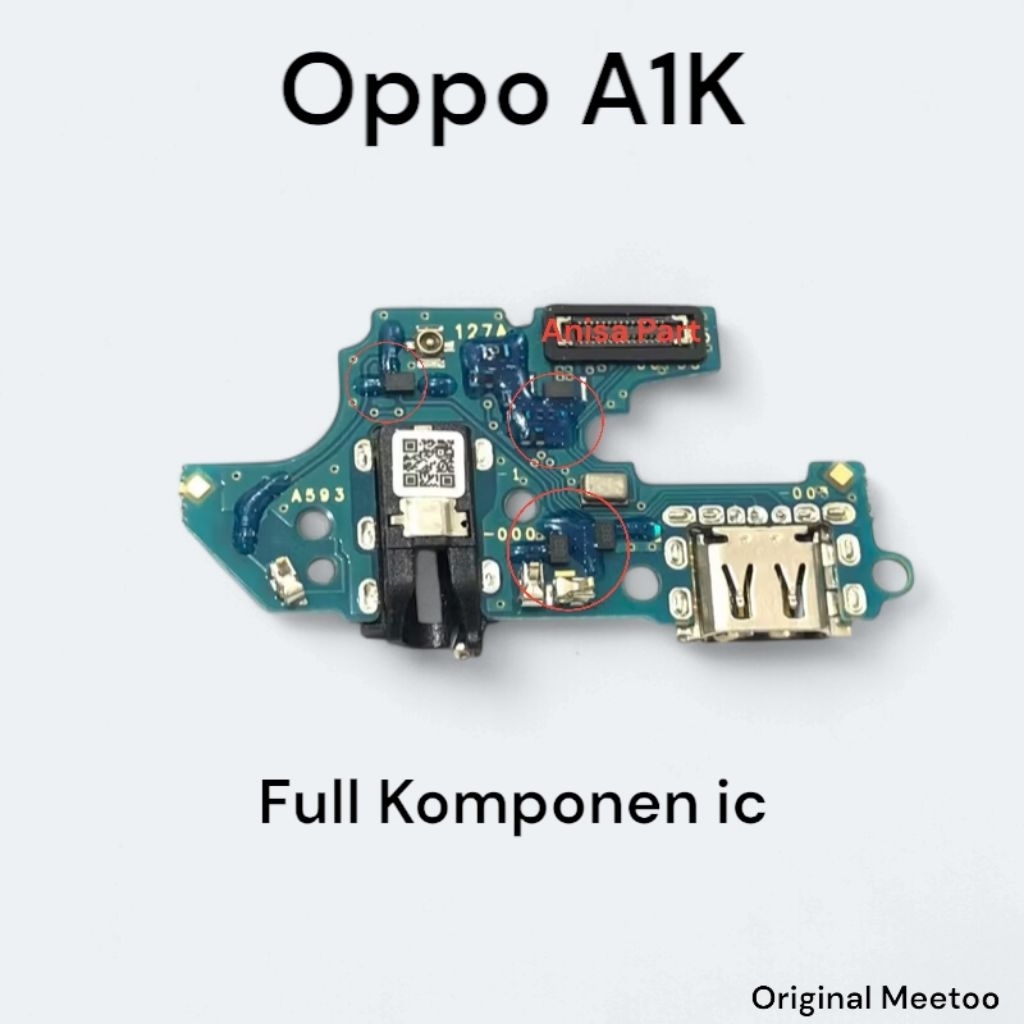 Connector Charger Oppo A1K Original Meetoo Full Komponen Ic Papan Board Charger Mic Oppo A1K