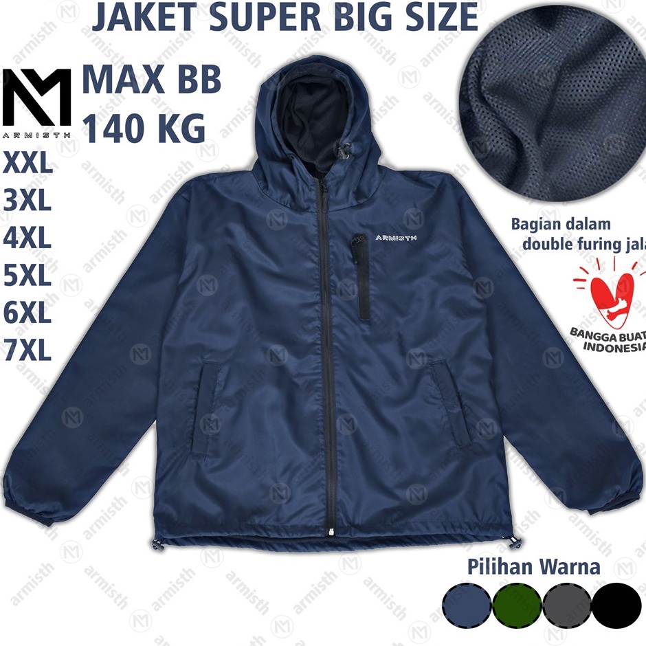 KODE Q1E Armisth  Super Big Size Jaket Parasut Olah Raga Premium  Jacket Jumbo Sport Terbaru