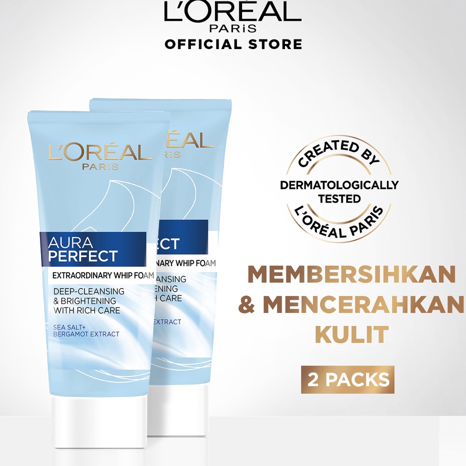 LOreal Paris Aura Perfect Whip Foam Brightening 1 ml  2 Pcs Skincare Facial Cleanser Wash Loreal