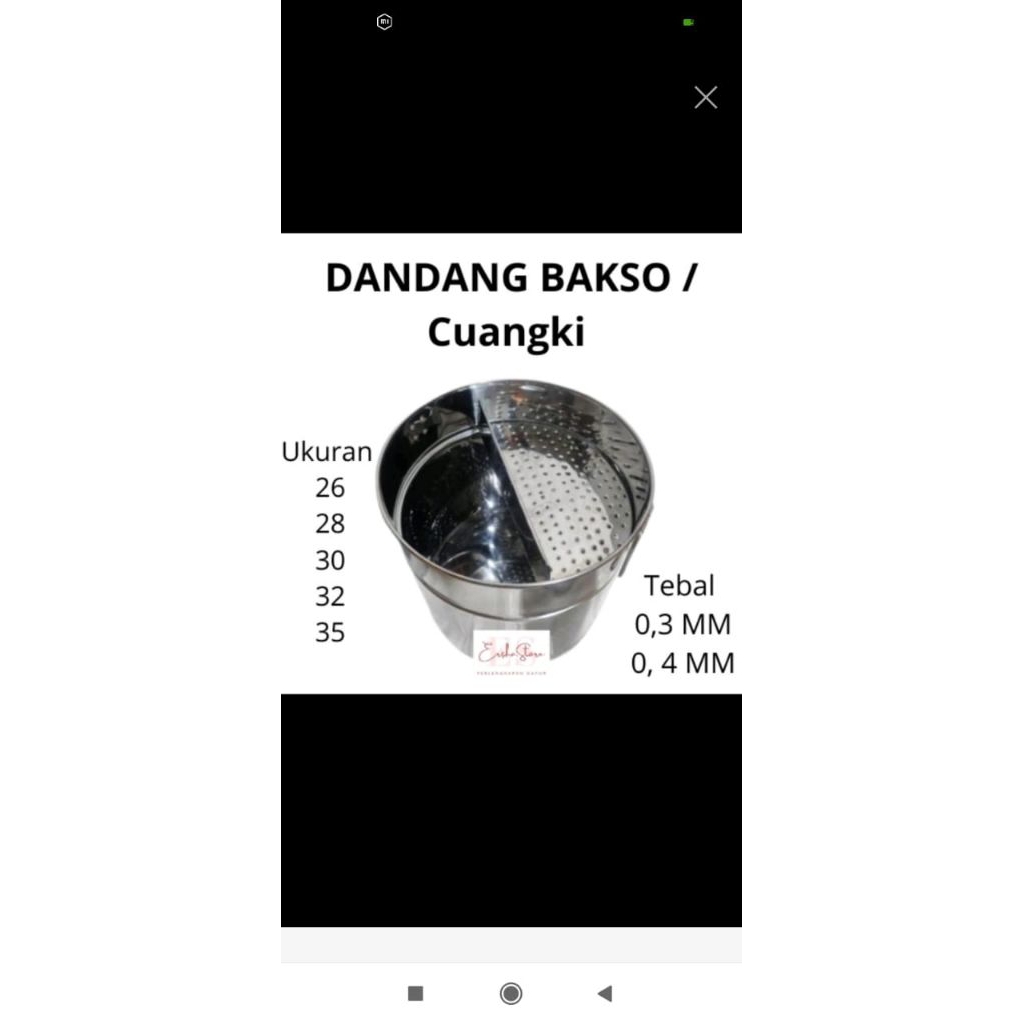 dandang bakso /mie ayam /cuangki dandnag sekat tengah