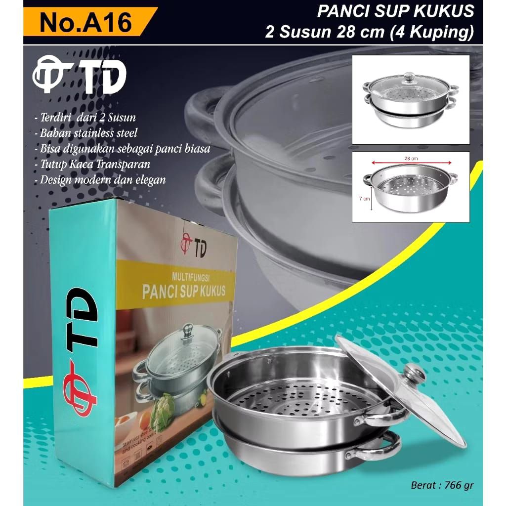 Panci Steamer Stainless Kukus Siomay 2 Susun / Panci Kukus Dimsum / Panci Kukus Serba Guna / Panci D