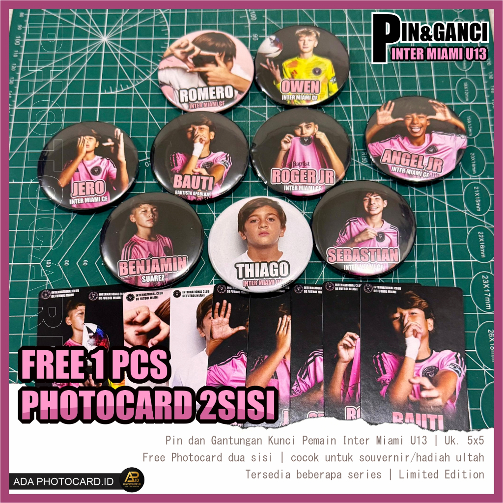 Pin dan Ganci Pemain InterMiami u13 - Free 1 Pcs Photocard  duasisi Unofficial - Bisa COD, Langsung 