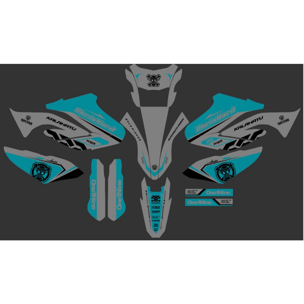 Decal stiker WR 155 Fullbody Terbaru Desain hitam tosca chrome doff Stiker Decal WR155