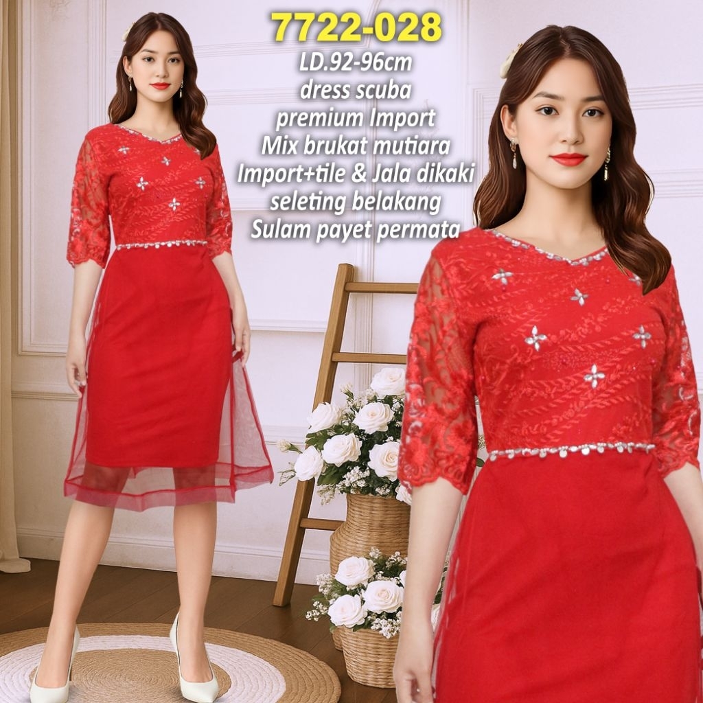 dress scuba premium import mix brukat mutiara import