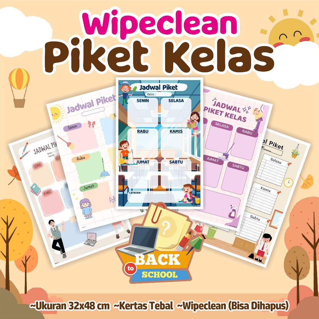 Poster Jadwal Piket - Best seller poster piket sekolah - jadwal piket kelas wipeclean