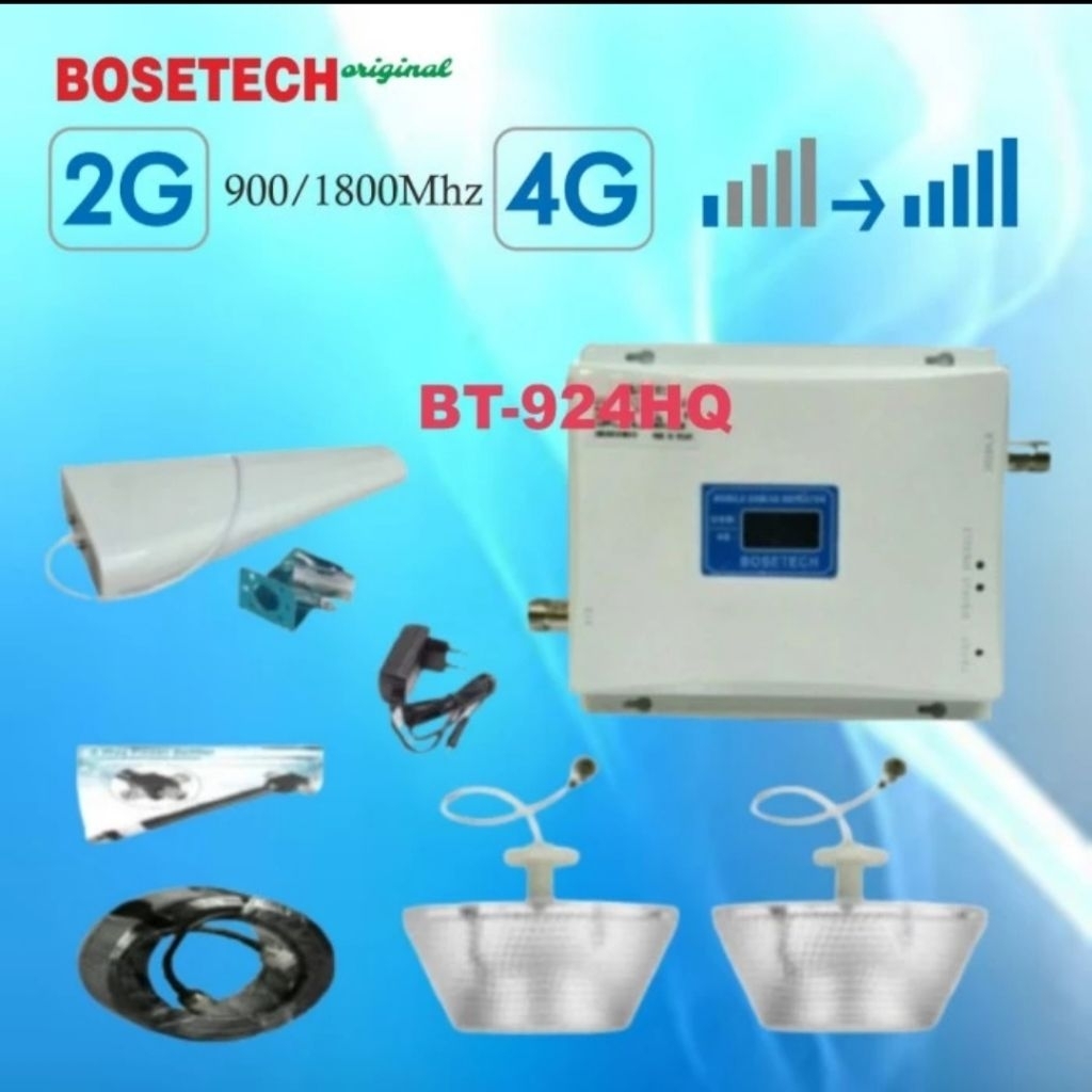 BOSETECH BT-924HQ Repeater GSM 2 Way Penguat Sinyal Hp LTE 4G 2G Signal Booster Antena Log Periodik 