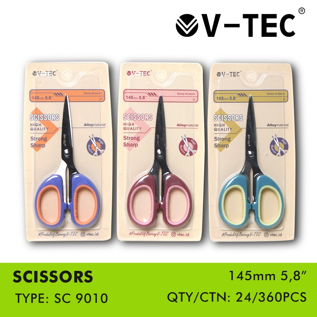 

V-TEC Gunting Kertas Warna pastel / Scissor Stainless Steel Kecil Sedang Besar