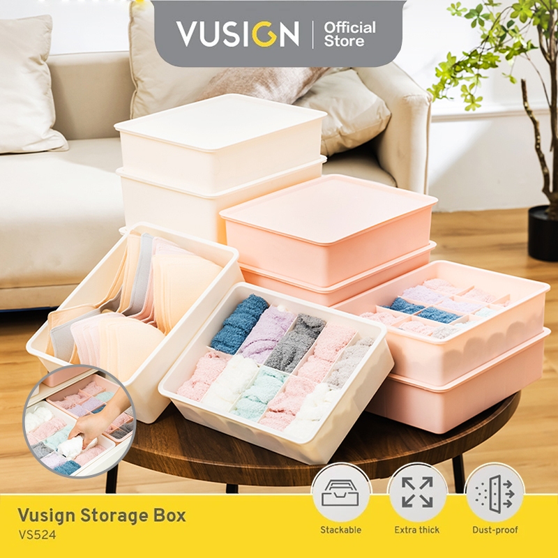 Vusign Kotak Penyimpanan Pakaian Dalam  / Box Pakaian / Underwear Organizer Plastik Tebal VS52X