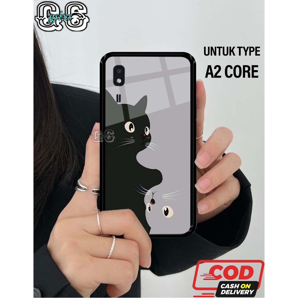 Casing Case Hp Glosy samsung a2 core [kucing] Aneka casing, case, kondom hp, custom case, case aesth