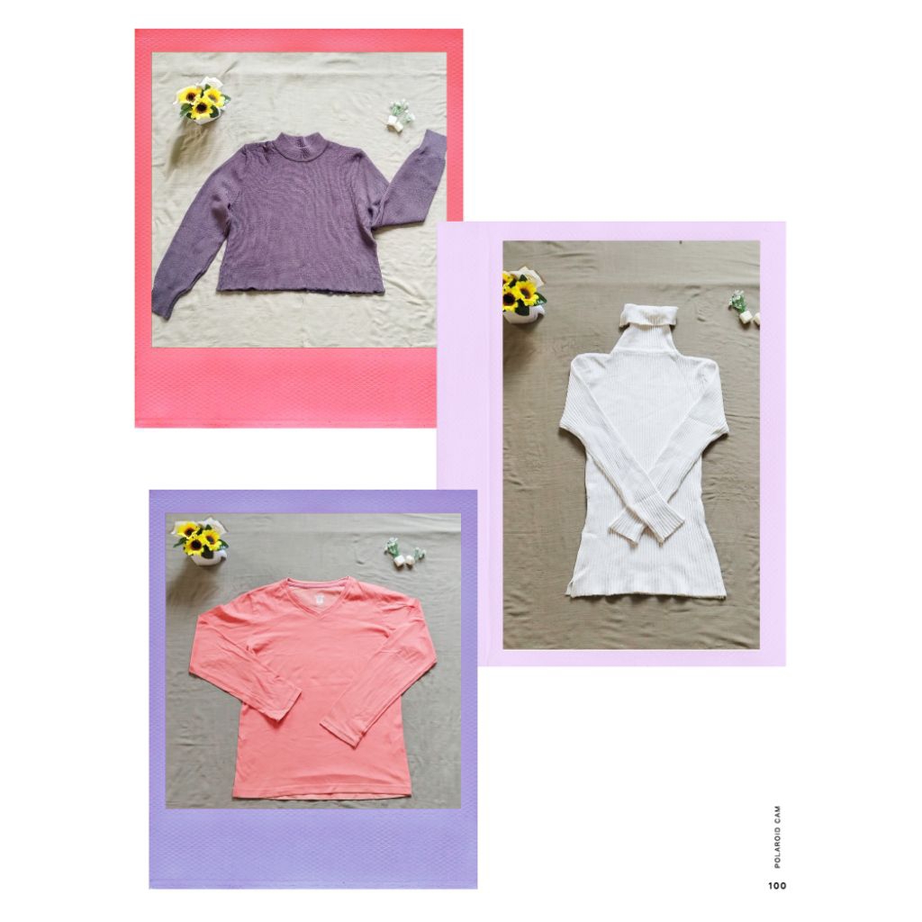 Atasan Wanita/Cewek/Perempuan dewasa, Crop top rajut Wanita, Kaos lengan panjang polos Wanita, Turtl