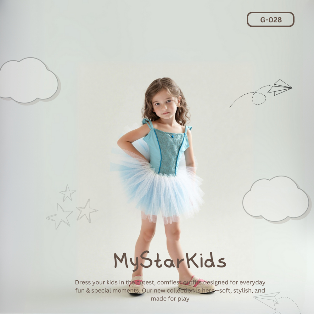 G28 DRESS ANAK//MODEL TILE//GAUN BIRU//GAUN ANAK LENGAN PENDEK//IMPOR//PREMIUM//COD//GRATIS ONGKIR//
