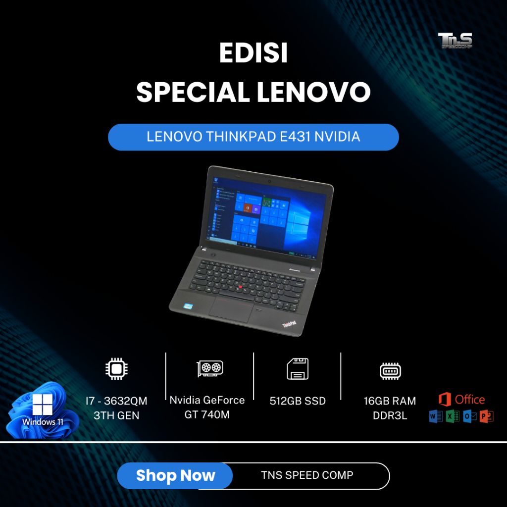 LENOVO THINKPAD E431 i7-3632QM / 16GB RAM / 512GB SSD / HD / NVIDIA GT 740M