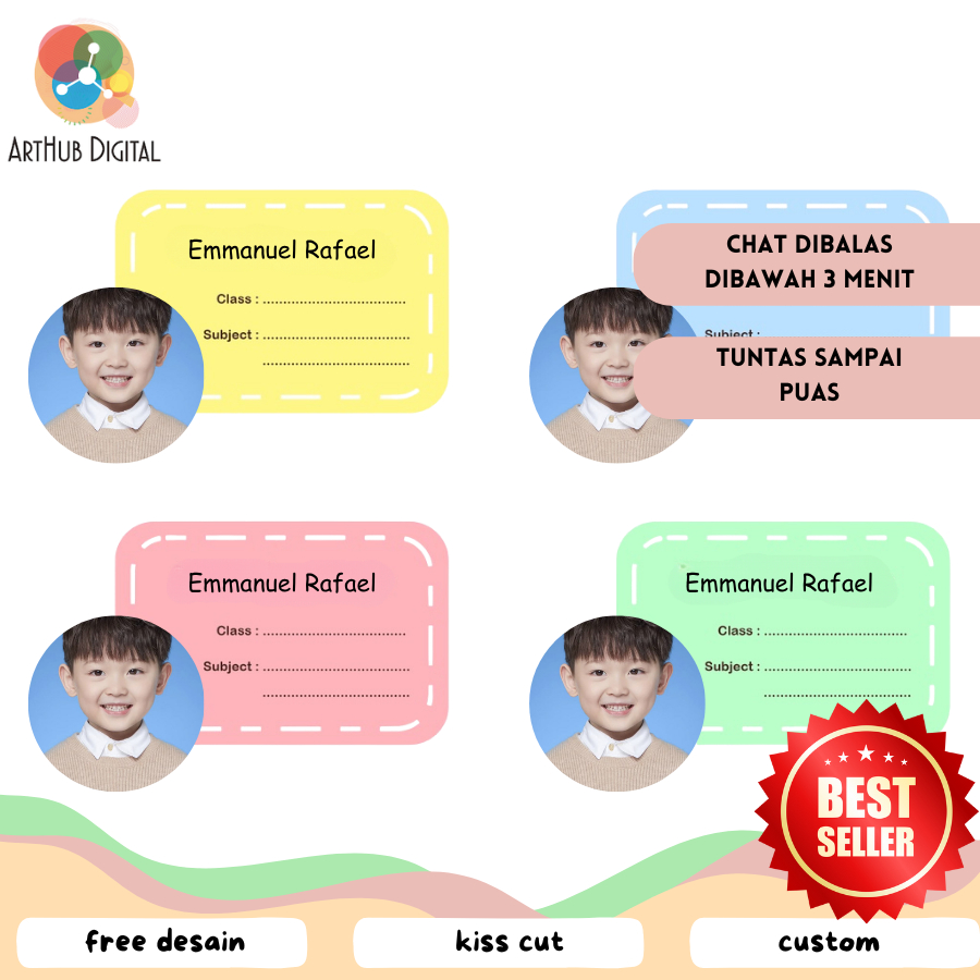 

Sticker Label Nama Custom Buku Pelajaran Sekolah
