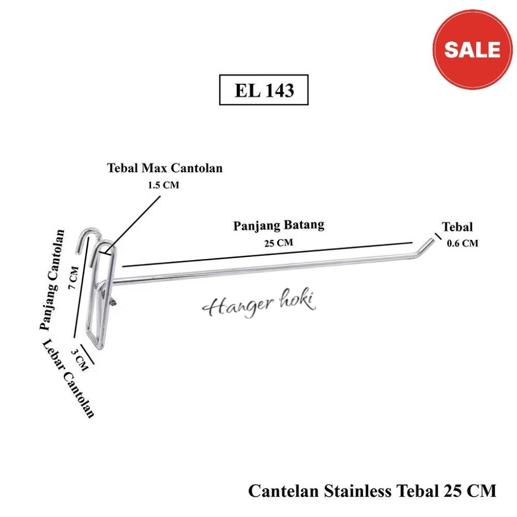 Hook RAM besi krom 25cm impor