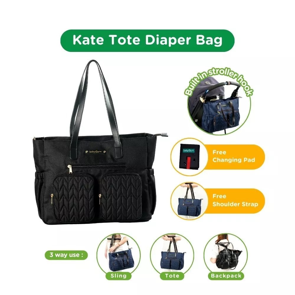 BabyGo Inc Kate Diaper Bag - Black