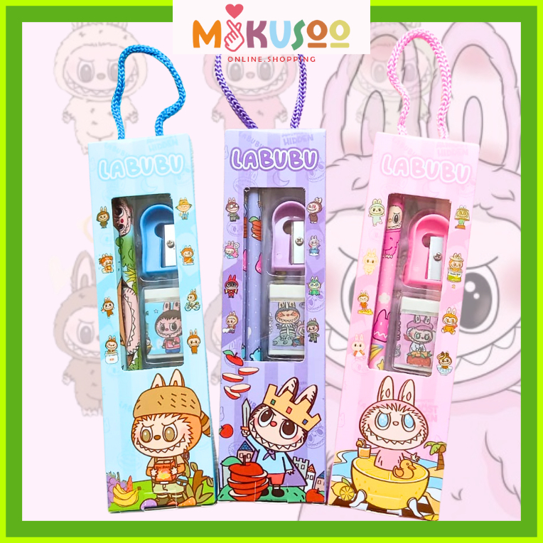 

Mikusoo Set Alat Tulis Box Labubu 5 in 1 Stationary Anak Sekolah