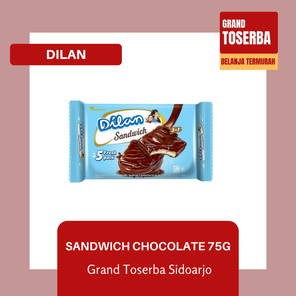 

DILAN SANDWICH 75gr LAPIS CHOCOLATE KRIM VANILA / BISKUIT SANDWICH / CAMILAN DAN SNACK