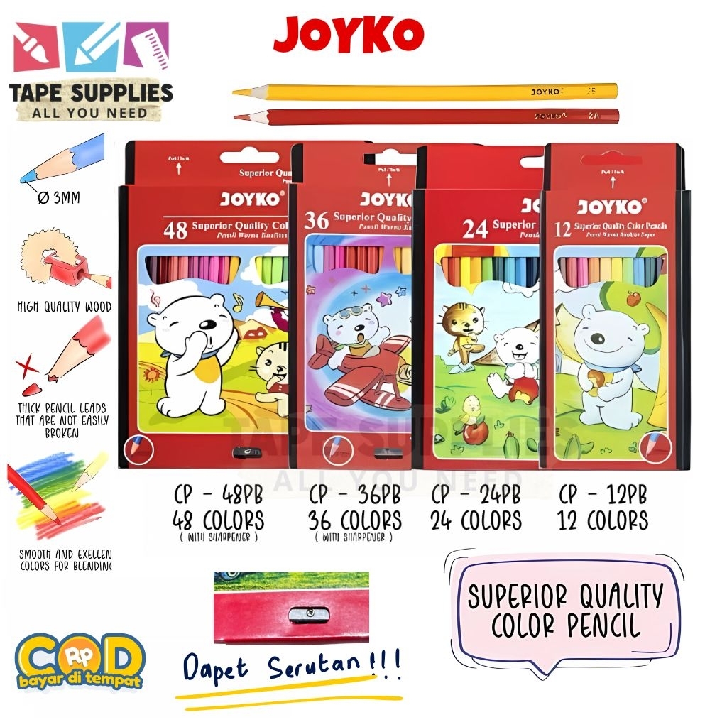 

(Kualitas Tinggi) Pensil Warna JOYKO isi 12/24/36/48 WARNA SERIES-PB