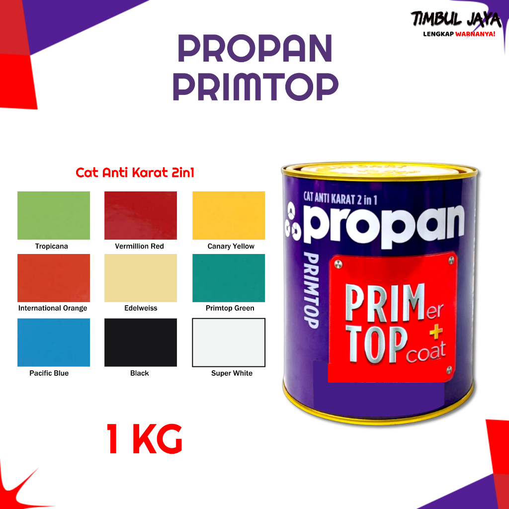 Propan Primtop Cat Besi Hitam Glossy dan Dof Anti Karat 1kg Tanpa Primer / Cat Besi Pagar Anti Karat