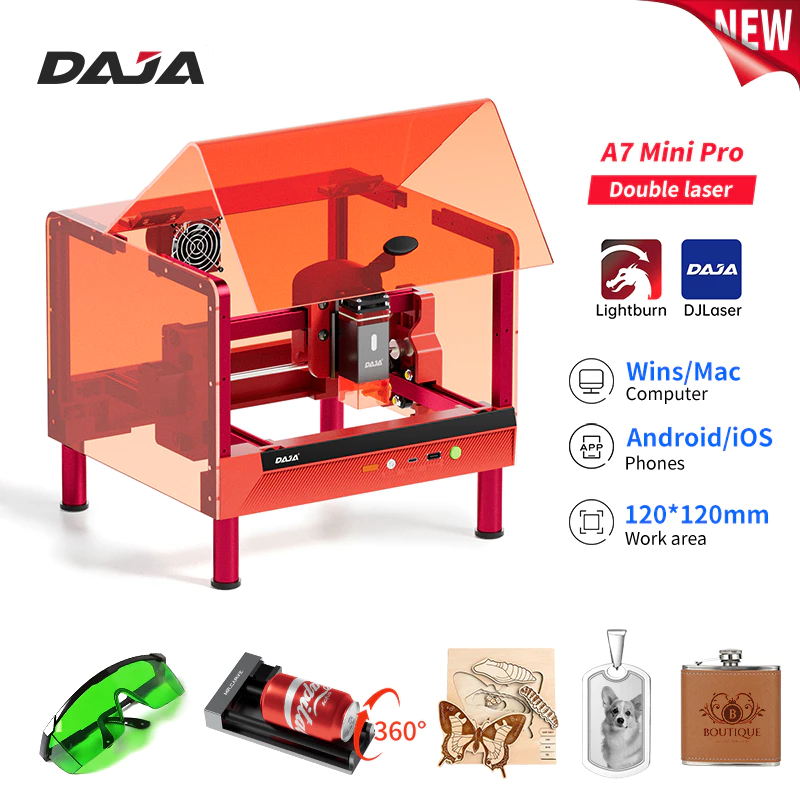 Daja A7 Mini pro Mesin Ukir Laser Mikro Mesin Penanda Logam Baja Tahan Karat Aluminium Ukiran Laser 