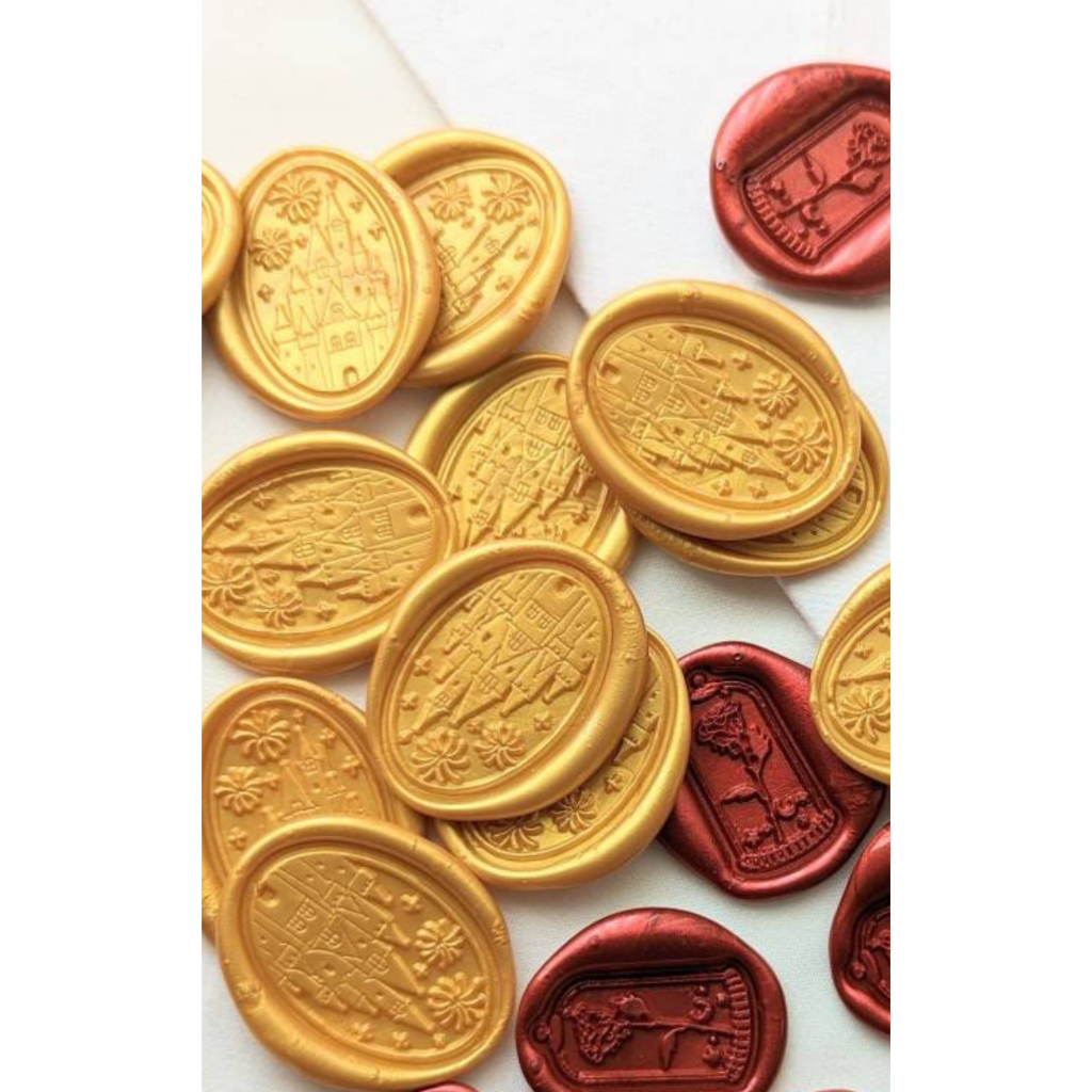 

(KSC) Disney World (Mustard) - 1 Pcs Wax Seal Coin Instan Siap Pakai HS21 / Segel undangan wax seal DIY / Hampers / Souvenir / Hadiah / Hiasan / art & Craft / candle wax seal coin langsung tempel sudah include double tape