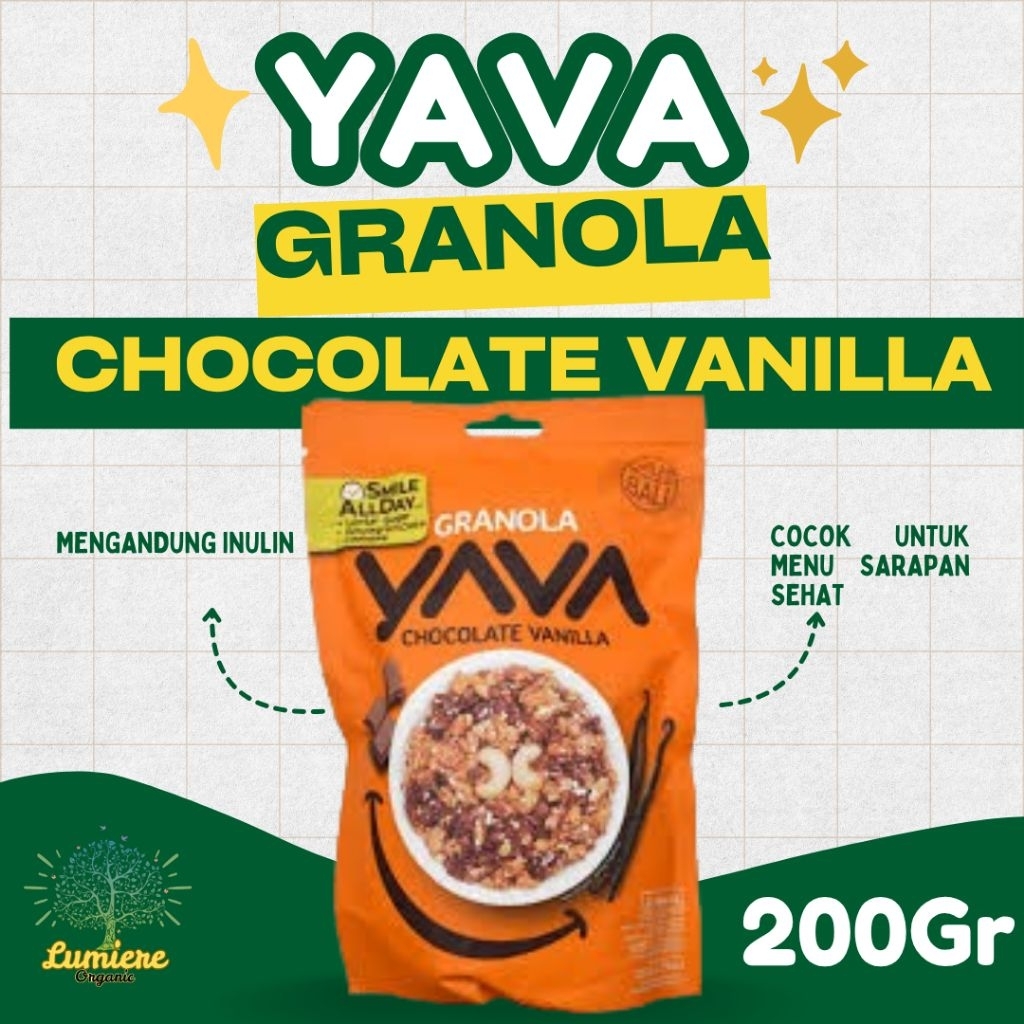 

Yava Granola&Cashew Chocolate Vanilla 200gr, Kaya serat diet