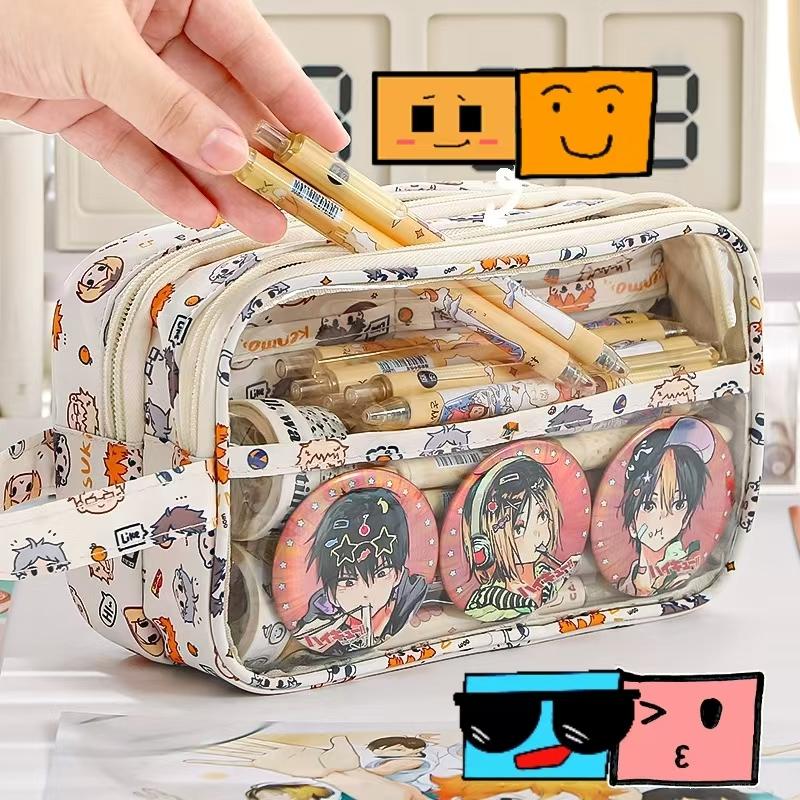 

Original volleyball youth pencil case for girls, middle school students, boys, pencil case, transparent pencil case