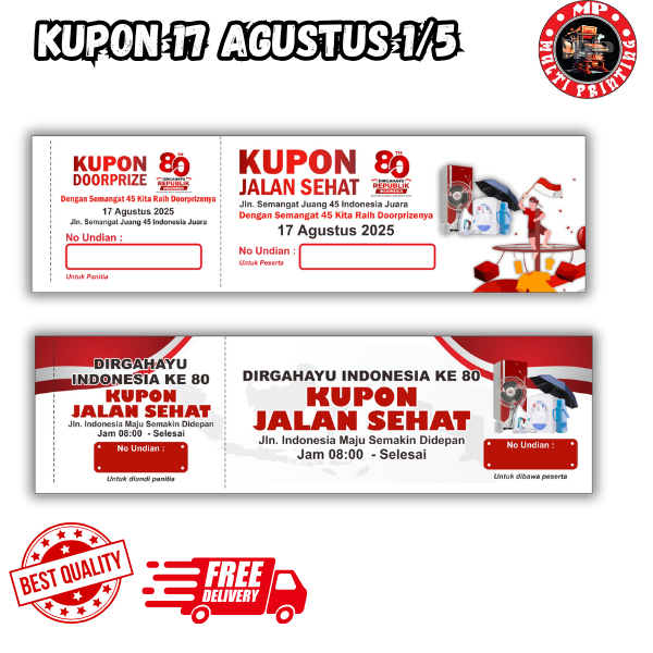 

KUPON CUSTOM 17 AGUSTUS MURAH KUPON KEMRDEKAAN PARKIR AGUSTUS KEREN KUPON LUCU KUPON INDONESIA