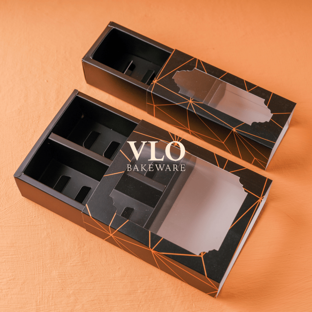 [1 SET ISI 10 PCS] Kotak kue macaron | box kue macaron hitam