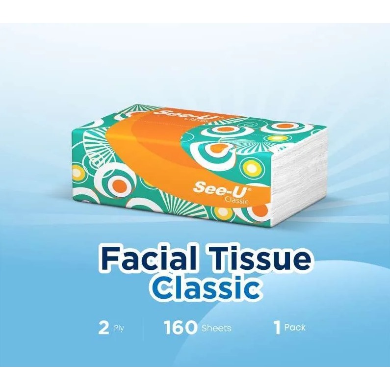 See-U® Classic Facial Tissue 160 Sheets 2 ply Plenty See U paket tissue wajah 1 karton isi 40 pack/ 