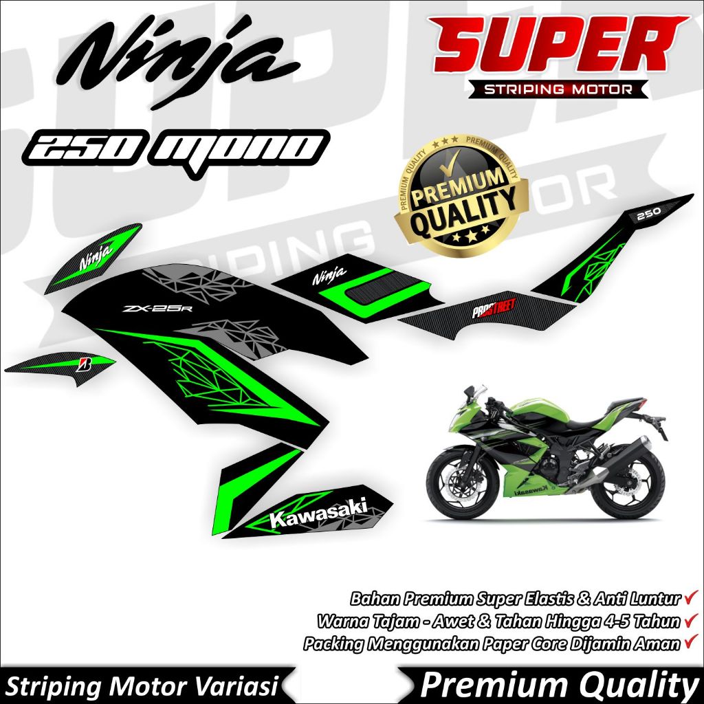 Stiker Ninja 250 Mono Luntur keren Striping Ninja 250 Mono Striping Kawasaki Ninja 250 Mono Line Car