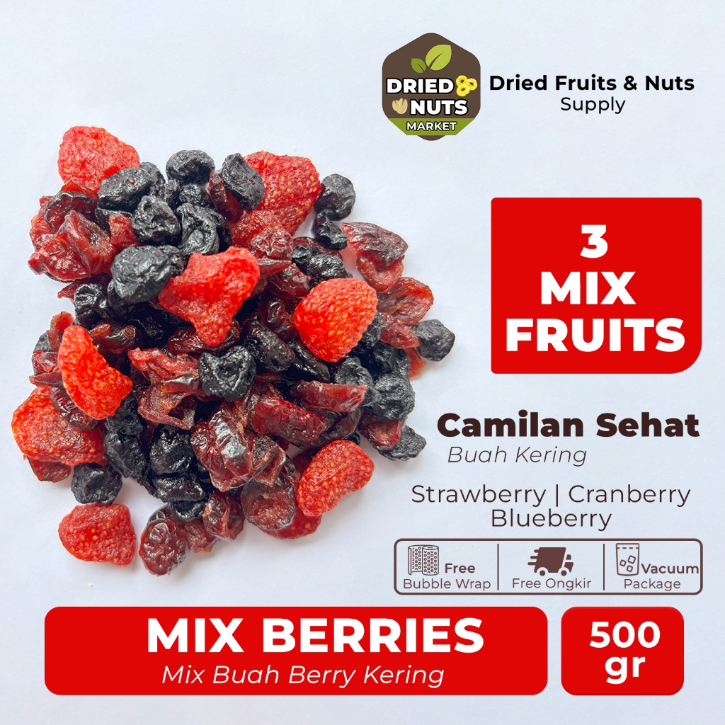 

MIX Berries 500gr | Mix Buah Berry Kering | Camilan Buah Kering Sehat