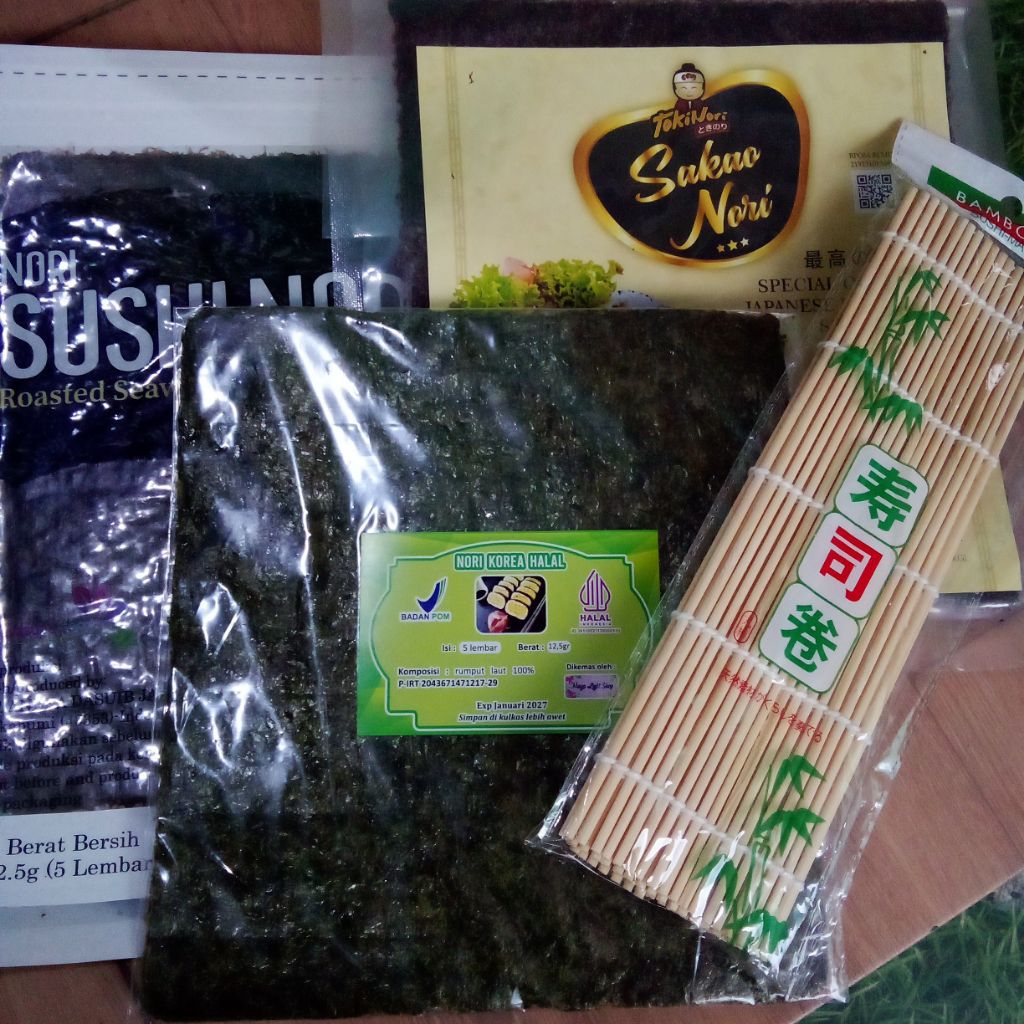 

Nori sushi isi 5 lembar+bambu sushi nori sakao Nori Korea termurah halal BPOM kulit kimbab Nori sushi dry seaweed rumput laut kulit sushi bungkus kimbab sale promo