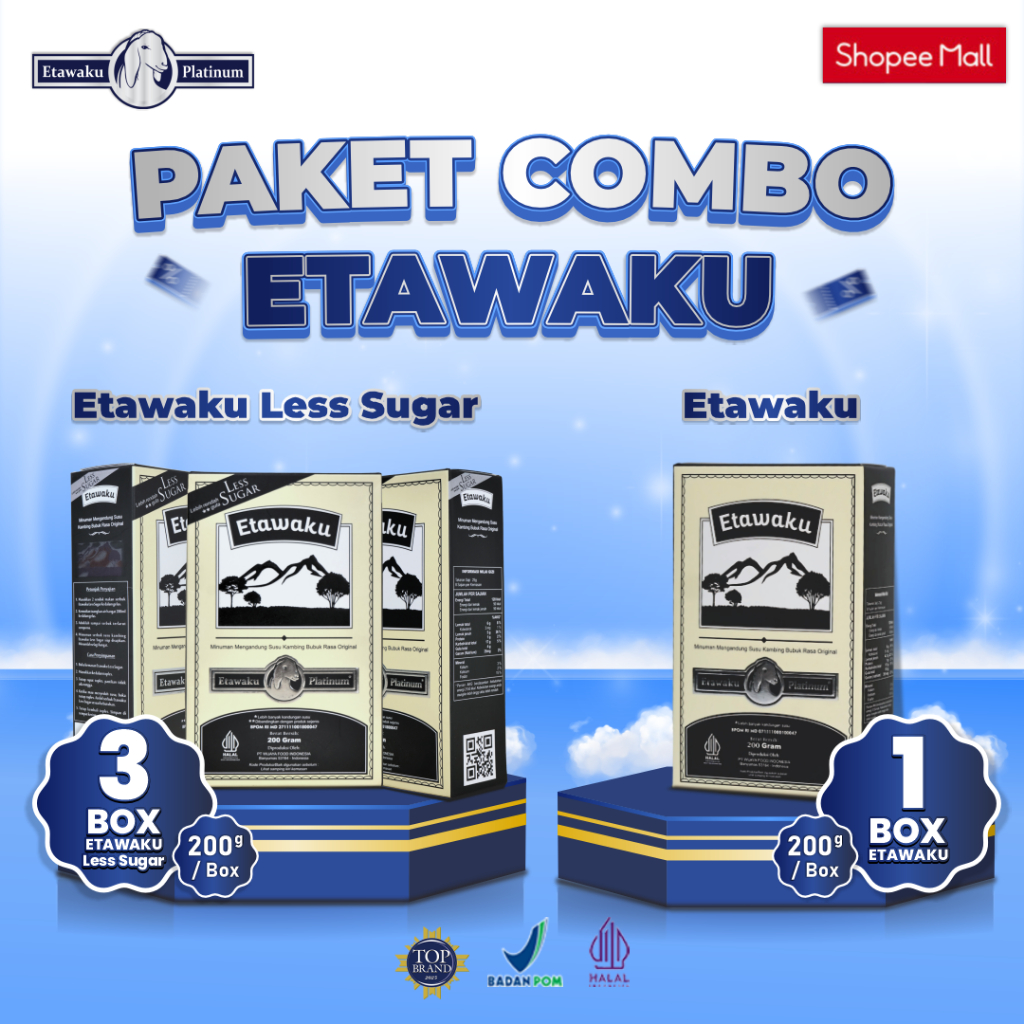 

Paket Bundling Etawaku Less Sugar 3 Box + 1 Box Etawaku Regular