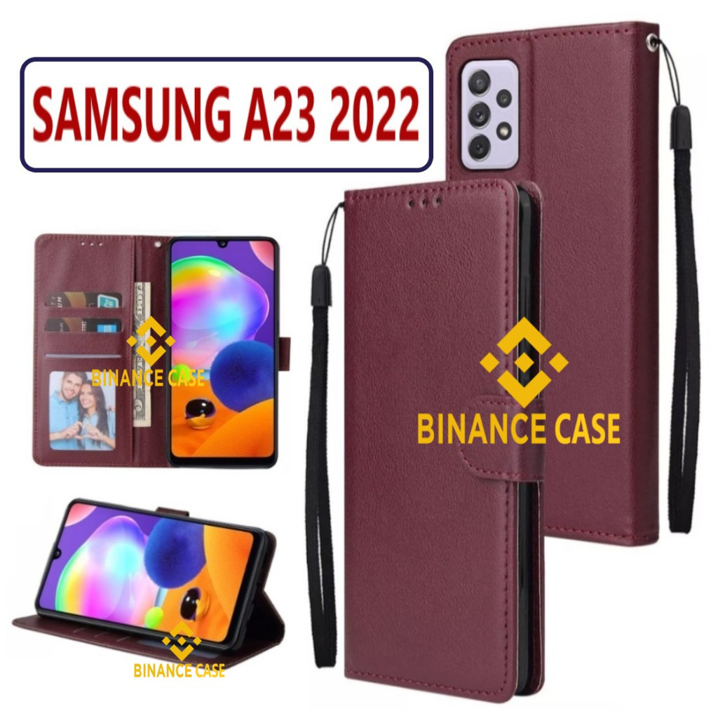 LEATHER FLIP CASE SAMSUNG A23 2022 CASE KULIT FLIP WALLET LEATHER KULIT PREMIUM SARUNG BUKA TUTUP KE