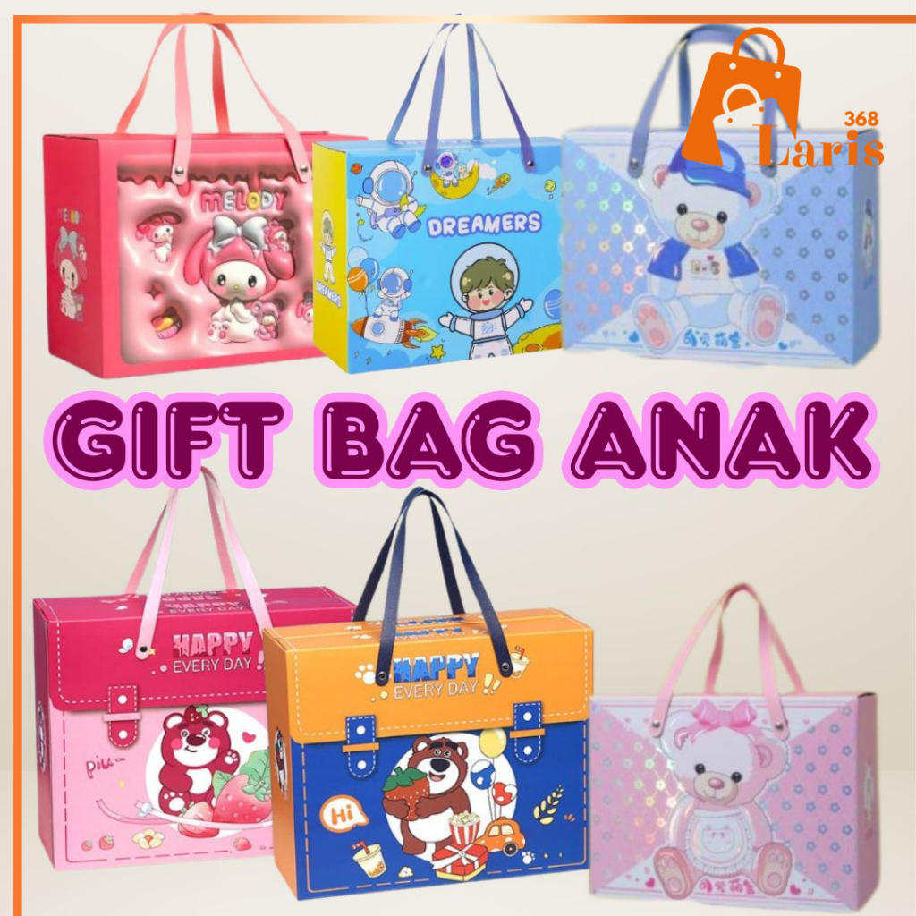 

Laris368 Tas Goodie Bag Gift Box Kotak Hadiah Birthday Ulang Tahun Anak Lotso Pink dan Biru