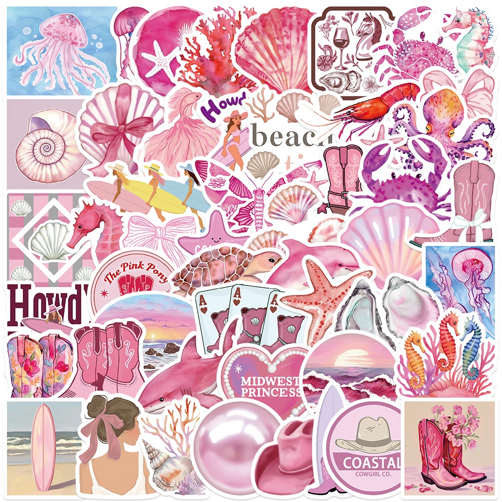 

Lucu Stiker Gadis pantai merah muda Stiker Anti Air Stikers Berperekat Waterproof sticker decal buat Motor Helm Buku Journal Koper Casing HP Laptop Botol Minum