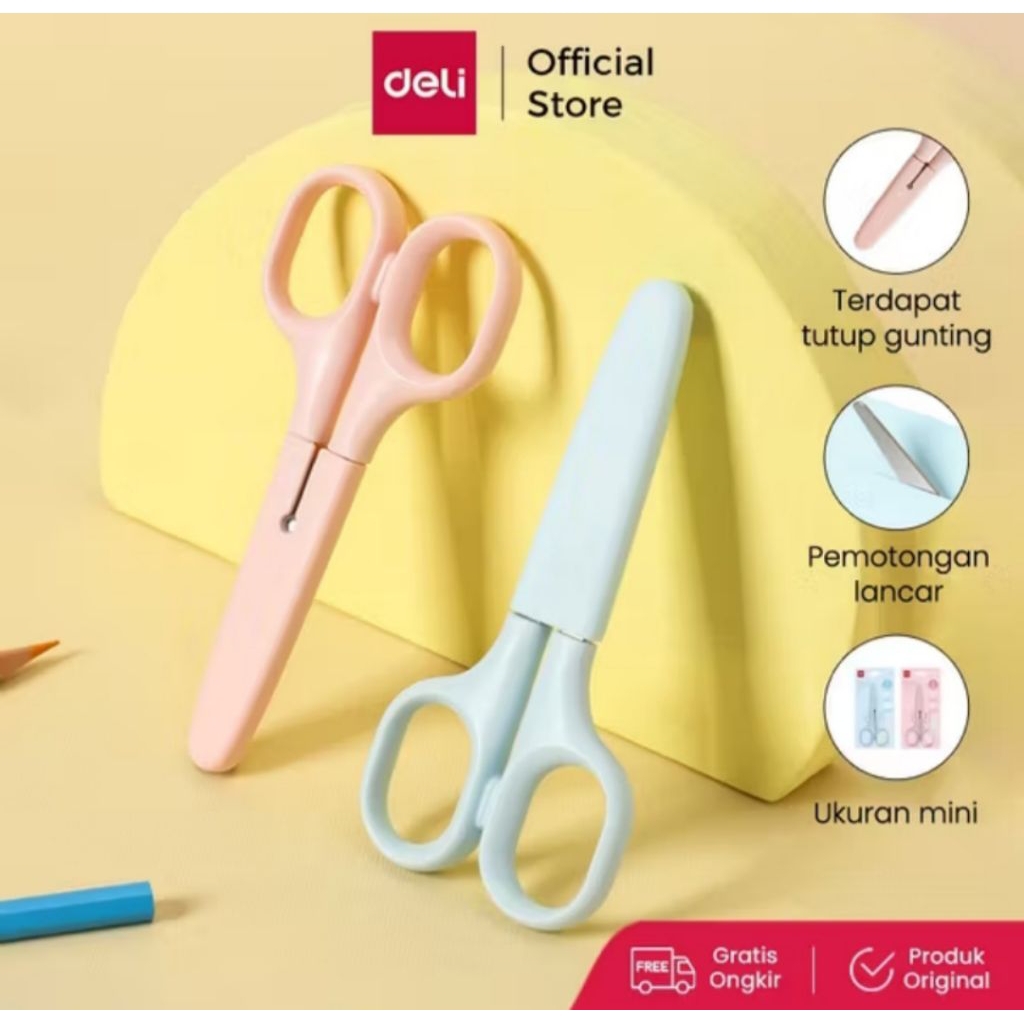 

Deli Gunting /School Scissors Ujung Bulat Dengan Penutup (E6022).