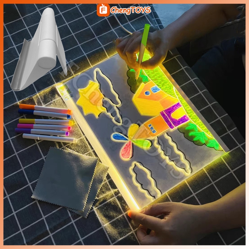 

FChengTOYS Acrylic Note Board LED / Papan Tulis Acrylic Led / Transparan Acrylic Lamp Drawing Board